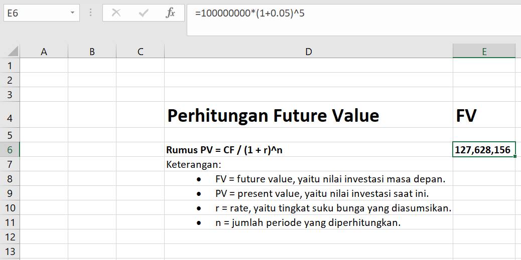 rumus dan cara menghitung future value